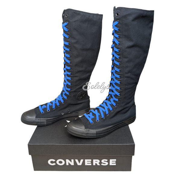 Converse CTAS XXHI Black Blue Knee High Canvas Sneaker Boot Womens 10.5 NEW - Picture 3 of 11